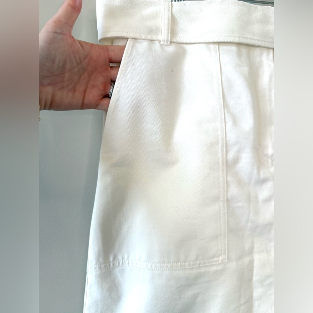 Lacoste White Belted A-Line Skirt Size 40 Chic Preppy Classic 100% Cotton - Picture 9 of 13